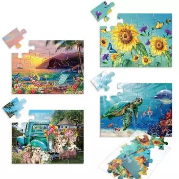 Kathfly 4 Pack 16 Piece Big Jigsaw Puzzle Dementia Disease Товары и занятия для пожилых людей Болезнь Познание Игра Легкая головоломка для пожилых людей с 1