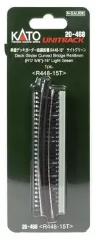 KATO N Gauge Single Track Deck Girder Curved Railway Bridge Light Green Railway Model Supplies R448-15° 20-468