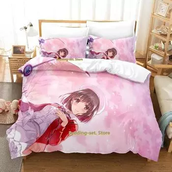 Katou Megumi Bedding Set Single Twin Full Queen King Size Bed Set Adult Kid Bedroom Duvetcover Sets Anime parure de lit Bed 70x133cm 2pcs