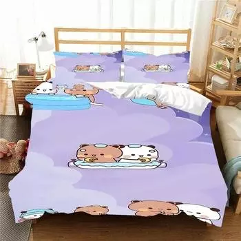 Kawaii Bubu и Dudu 3D Printing Anime Комплект постельного белья Пододеяльник Одеяло Кровать Односпальная Двуспальная Полная King Queen Size Комплект постельного белья для детей 70x133cm 2pcs