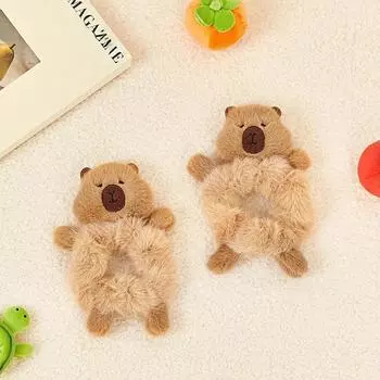Кавайные резинки для волос Capybara, милые мультяшные животные, плюшевые резинки для волос, держатели для хвостиков для девочек, милые аксессуары для волос