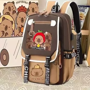 Kawaii Capybara Стильный компьютерный рюкзак для колледжа и школы Повседневный рюкзак для подростков Большая вместимость Регулируемый ремень Школьный рюкзак