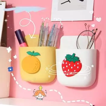 Kawaii держатель для ручек с ромашками, самоклеящиеся настенные подвесные кисти для макияжа, держатель для мобильного телефона, канцелярские принадлежности, настольный органайзер, офисные принадлежности