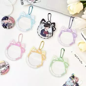 Kawaii кошачьи ушки бант кружевной ПВХ держатель значка для значка 58 мм японская аниме игра Baji чехол сумка для рюкзака брелок кулон