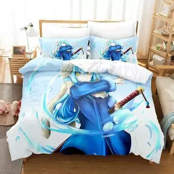 Kawaii Rimuru Tempest Постельное белье Single Twin Full Queen King Size Кровать для взрослых и детей Спальня Пододеяльники Наборы 3D-принт Аниме 70x133cm 2pcs
