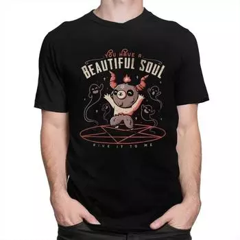 Kawaii Сатана Демон Призрак Оккультный Козел Графические Футболки Kawaii Одежда Аниме Футболка Мужская Футболка с Коротким Рукавом Крутая Футболка Бафомет S