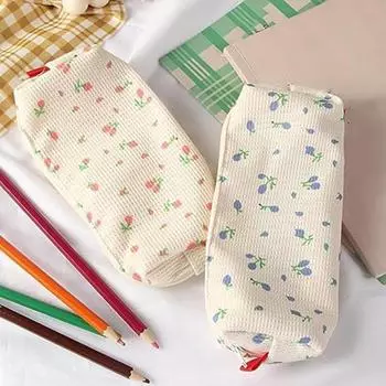 KawaiiFloral Fresh Style Pencil Bag Small Flowers Pencil Cases Cute Simple Pen Bag Storage Bags School Supplies Candleware