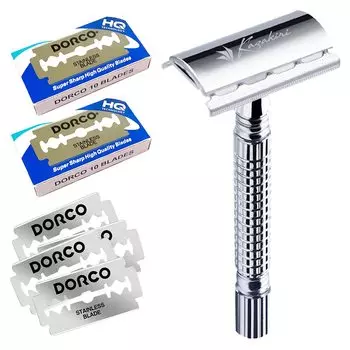 Kazakiri W Authentic Close Shave Razor Body 20 запасных лезвий бритва для бритья лица двулезвийная + мужская серебряный