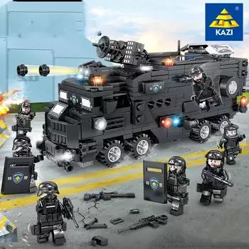 KAZI новые блоки SWAT, детские собранные мелкие частицы игрушек, головоломка, вставка