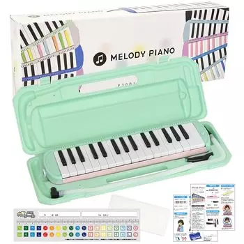 KC Kyoritz Keyboard Harmonica Melody Piano 32 Keys Mint Pink name sticker P3001-32K/MINTPINK (Do-Re-Mi sticker, cloth, included)
