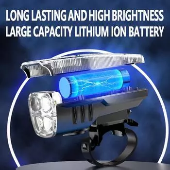 KDULIT Multifunctional Flashlight USB Rechargeable Bicycle Lights with Battery Display Waterproof Bicycle Lights with 6 Modes Fixed Focus