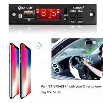 KEBIDU автомобильный FM-радио модуль стерео Bluetooth 5.0 MP3 декодер плата 12 В TF USB AUX WMA для 2*20 Вт 40 Вт усилитель домашний динамик плеер