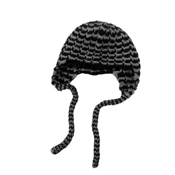 Keep Warm Ear Protective Hat Stripe Wool Pullover Hat Sweet Women Knitted Hat Skiing