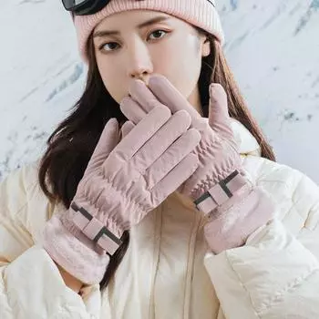 Keep Warm Skiing Gloves Riding Mittens Soft Snowboard Gloves Driving белый