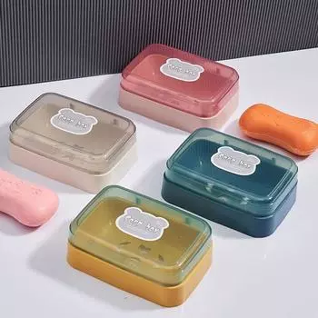 Keeps Soap Dry Soap Dish with Lid Plastic Soap Container Soap Dish Flip Soap Box for Home белый