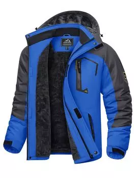KEFITEVD Mountain Winter Perfect for and Plus 2XL Men s Parka, Jacket, Windproof, Skiing, Work, Fishing, Cycling, Hiking, Warm, Sizes, Blue, JP,