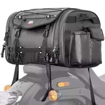 KEMIMOTO Seat Bag, PVC Waterproof Material, Motorcycle Seat Bag, with Expansion Function, 45-65L Touring Bag, Rain Cover Included, Waterproof in All D