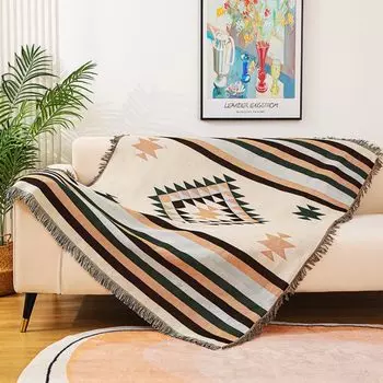 Кемпинговый диван-кровать Knit For Business Air Conditioning Throw With For Blanket, Scandinavian, Multi-Cover, Blanket, Stylish, Cover, Blanket, Camping, Travel, бежевый