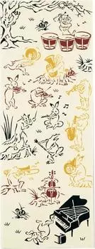 Kenema Tenugui Hand 35 x Orchestra 50157 Miyamoto-Towel Japanese-Made Ch-dyed Towel, 90cm, Choju-giga Design,