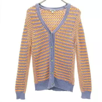 KENZO made in Italy Border Pattern Long sleeve V neck knit cardigan M Women Used