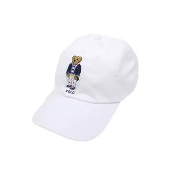 Кепка Ральфа One Point Polo с вышитым медведем (Поло Лорен) Мужские Женские 01080074-БЕЛЫЕ/КРАШЕНЫЕ БРЮКИ [Товар]