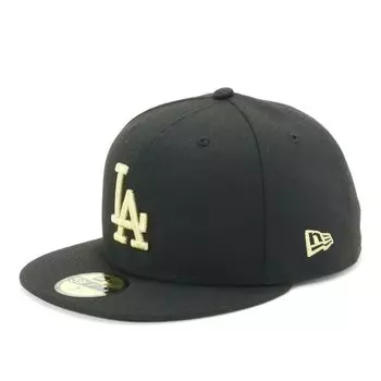 Кепка с плоским козырьком MLB Dodgers 7 5950 LOSDOD BLK MGLD 23J [New Era] Черный/Золотой 3/4