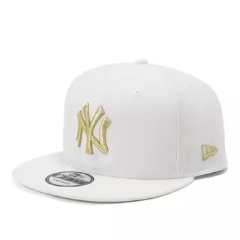Кепка с плоским козырьком MLB Hat NY 950 NEYYAN WHT MT GLD 25J [New Era] Белый/золотой M/L