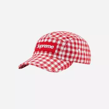 Кепка Supreme Gingham Camp Красная 23SS -