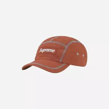Кепка Supreme Reflective Stitch Camp Коричневая 23SS -