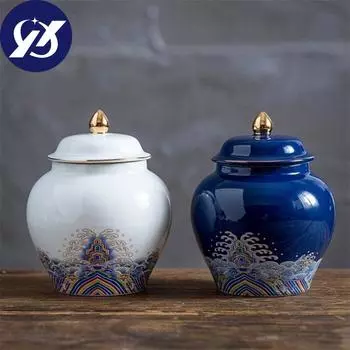 Керамическая эмалированная банка для чая, большая коробка для упаковки чая, герметичная банка для хранения конфет, фарфоровый пищевой контейнер C