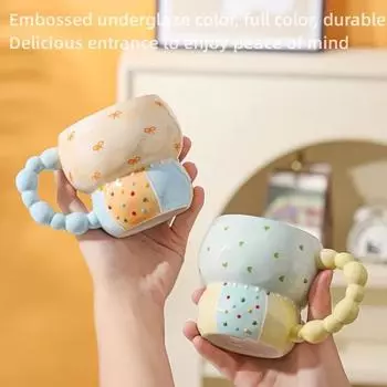 Керамическая чашка, цветная, креативная, красивая, недорогая, кофейная кружка, домашняя кружка, креативная чашка для завтрака, молока, кофе, чая, сока, овсянки, воды 420ml