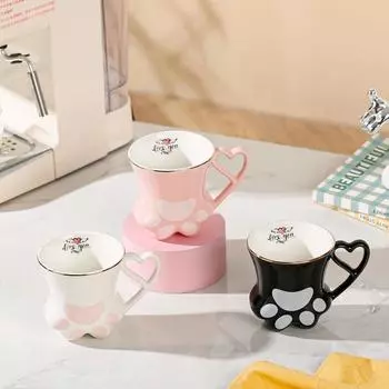 Керамическая кружка Cat Scratch Cup объемом 300 мл с рисунком кошачьей лапки, оригинальная, с золотым узором, керамическая чашка, чашка высокого уровня, чашка для пары 300ml розовый