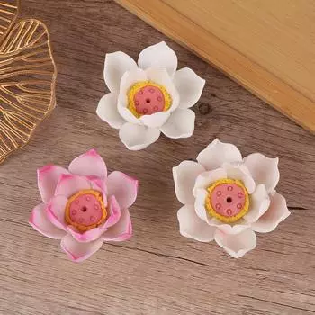 Керамическая курильница для благовоний в форме лотоса, держатель для палочек для благовоний, буддийская ароматерапия, курильница для благовоний, использование в офисе, чайный домик as the picture