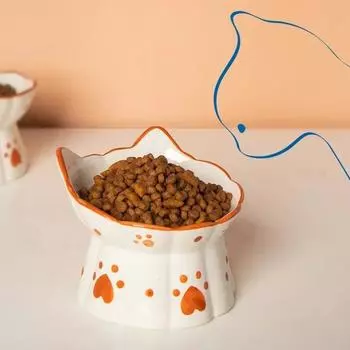 Керамическая миска для еды для кошек, приподнятые кормушки для питья и еды для домашних животных, миски для закусок для собак, набор аксессуаров для кормления кошек