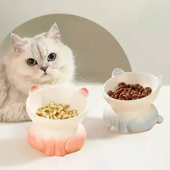 Керамическая миска для кошек Миска для корма для домашних животных с градиентом Миска для корма для кошек Миска для корма для собак Поилка с защитой от опрокидывания Кормушка для кошек Товары для животных