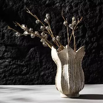 Керамическая ваза Nordic с пятью лепестками Chic Wabi-sabi Украшения для дома Аксессуары Гостиная Современное искусство Сухоцветы Книжная полка Pop белый