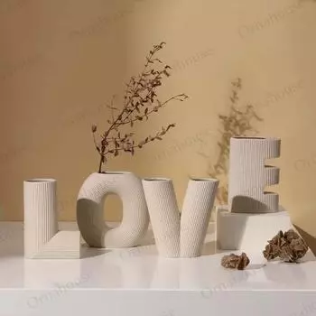 Керамические вазы Nordic из 4 предметов Love Vases, украшение для гостиной, цветочная композиция, украшение для дома, цветочный горшок, подарки в корейском стиле