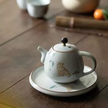 Керамический чайник с милым котом, традиционный чайник, 280 мл Style B