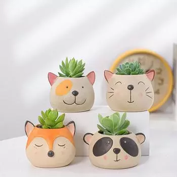 Керамический цветочный горшок с рисунком из мультфильма, настольное украшение, садовые принадлежности, бонсай, сочный горшок, горшок для растений No.1