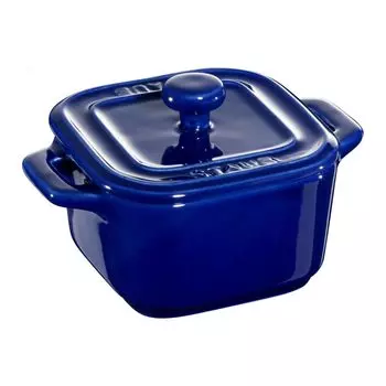 Керамический термостойкий контейнер для хранения staub Cocotte Pair, пригодный для использования в микроволновой печи, японский La Cocotte Square Square Granblue [Авторизованный продукт] 40511-099