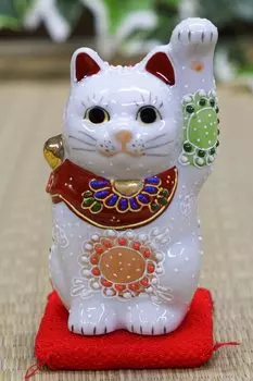 Керамическое украшение Washa no Kura, кутани, левая рука, счастливый кот, сирамори, подарок на день рождения, подарок на открытие, интерьер белый