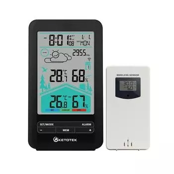 KETOTEK метеостанция прогноз часы беспроводной открытый комнатный термометр гигрометр домашний измеритель температуры и влажности