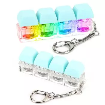 Keyboard Decompression Toys 4 Keys Keyboard Fidget Toy with LED Light Mechanical Key Toy DIY for Adult Gifts To Relief Pass Time