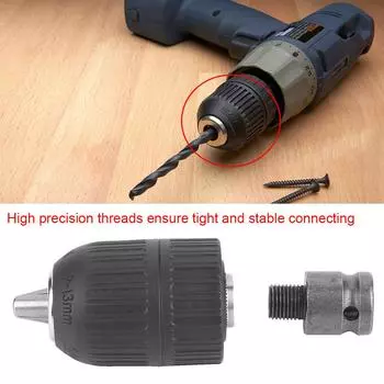 Keyless Drill Chuck 2-13mm 1/2 -20UNF with 1/2” Chuck Adaptor for Wrench Conversion