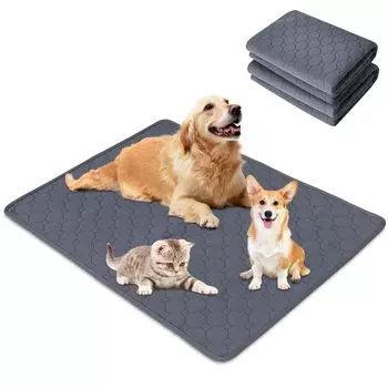 KeyNuts Pet Pet Pee Набор водонепроницаемых ковриков для домашних животных, моющихся для домашних животных, супер-машина для быстрой протечки туалета, подходит для всех средних и крупных собак и ковриков, серый