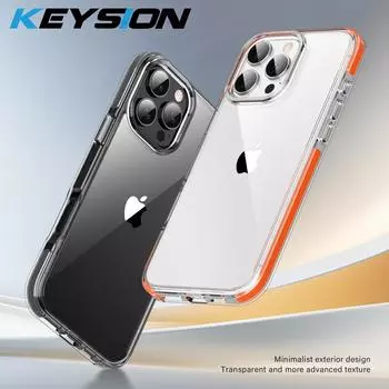 KEYSION Прозрачный противоударный чехол для iPhone 16 Pro Max Цветной противоударный прозрачный силиконовый + чехол для телефона из поликарбоната для iPhone 15 Pro Max for iPhone 15 Pro серый