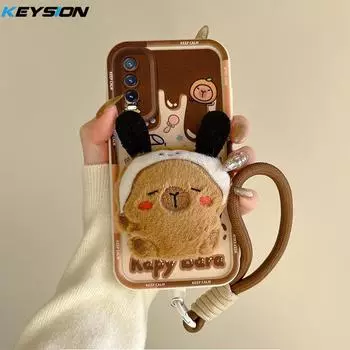 KEYSION Милый 3D мультяшный плюшевый чехол для VIVO Y20 Y20sG Y20i со шнурком Мягкий силиконовый противоударный чехол для телефона VIVO Y12S for VIVO Y20