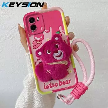 KEYSION Милый 3D мультяшный плюшевый чехол для VIVO Y15S Y15A Y15C Y16 со шнурком Мягкий силиконовый противоударный чехол для телефона VIVO Y01 for VIVO Y15S