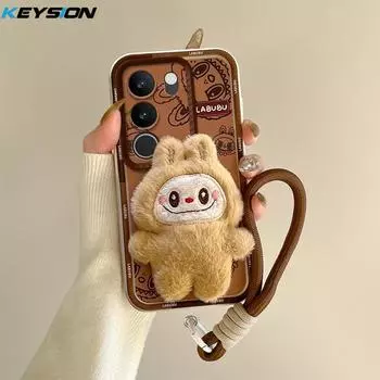 KEYSION Милый 3D мультяшный плюшевый чехол для VIVO V29 5G со шнурком Мягкий силиконовый противоударный чехол для телефона VIVO V29 5G for VIVO V29