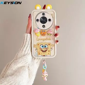 KEYSION Cute Ear 3D Cartoon Case for HONOR X9b 5G with Bracelet Soft Silicone Shockproof Phone Cover for Huawei Magic 6 Lite 5G for Honor X9b 5G